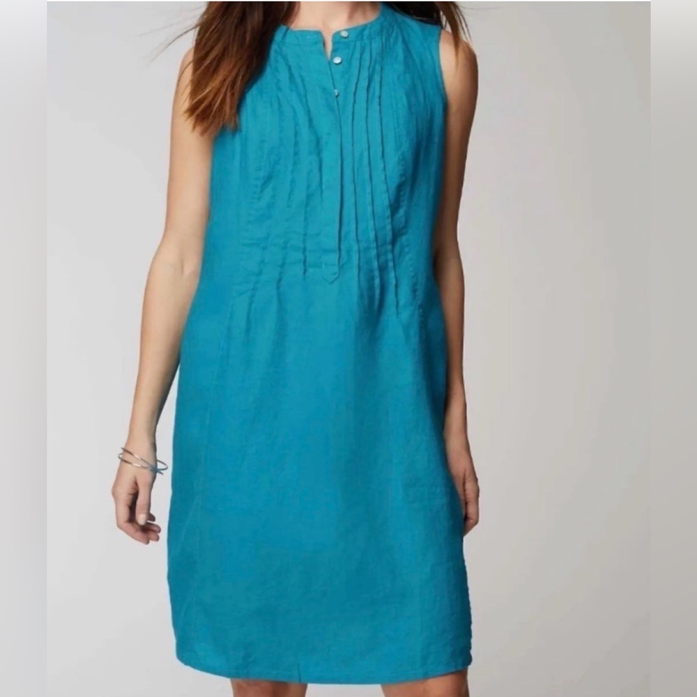 JJill Linen Teal‎ Sleeveless Blue A Line Dres XS